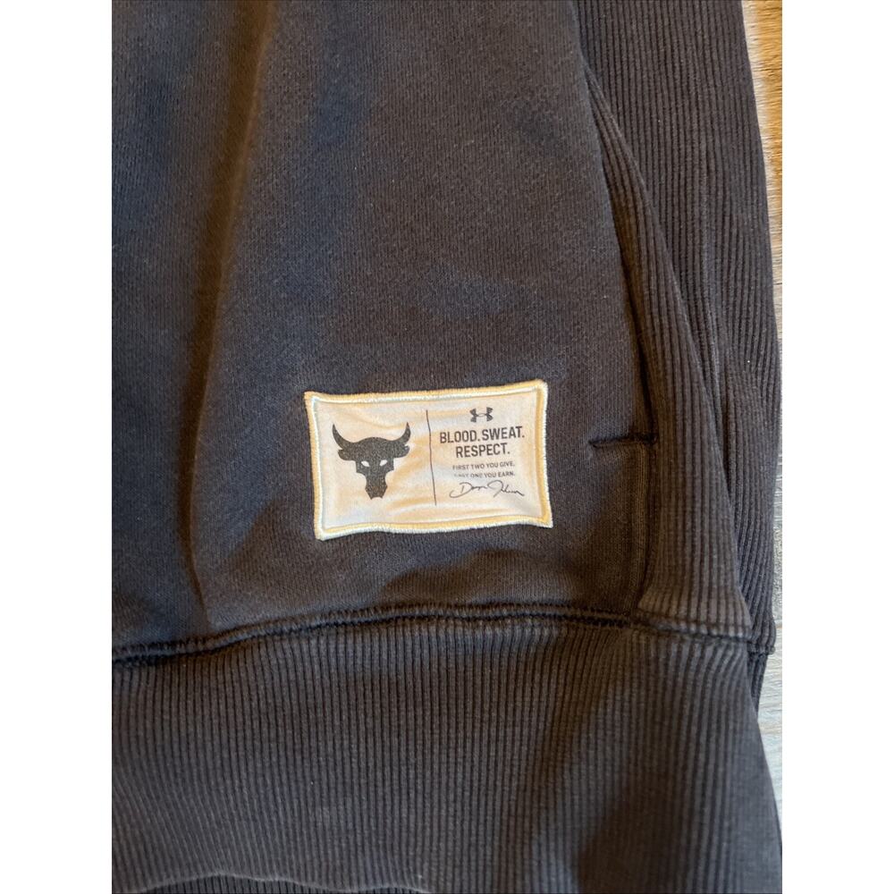 Under Armour Sweatshirt Mens M Black Project Rock Hoodie Pullover Brahma Bull - Picture 3 of 9